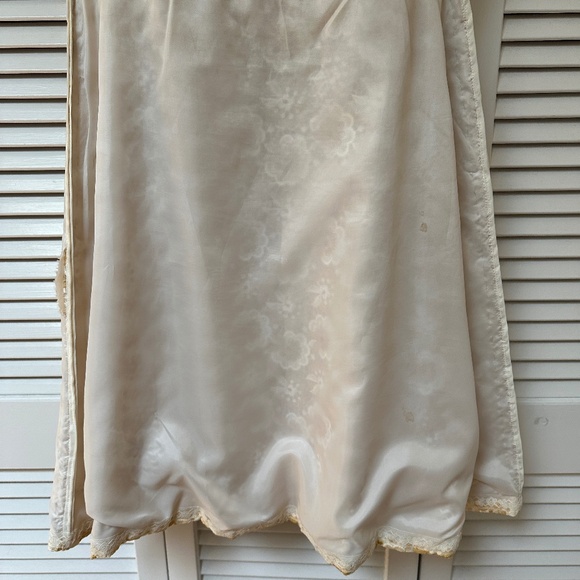 Vintage 1960s Fit & Flare Sleeveless Lace Dress Gold White Fully Lined - Picture 12 of 16